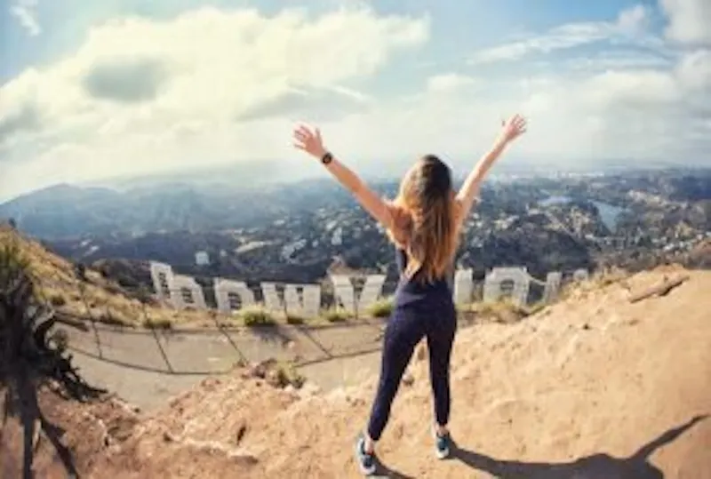 someone hiking at hollywood sign